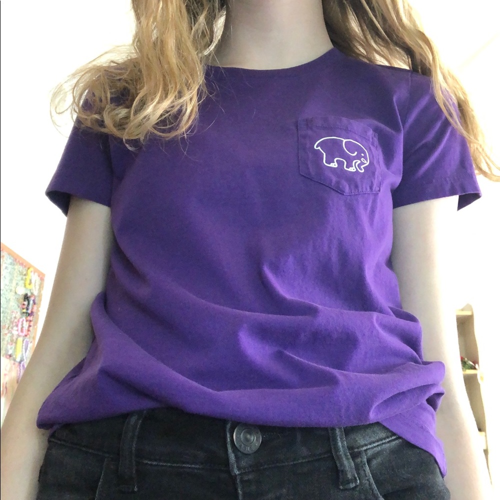 Ivory Ella Purple Tee Bright Elephant Barely Worn
